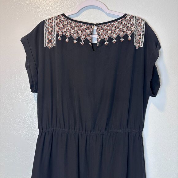 Madewell Women's Size 10 Dress Starflower Embroidered Black 100% Silk - Picture 11 of 13